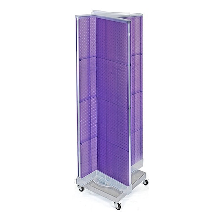 Azar Displays Pinwheel Pegboard Floor Display on Revolving Wheeled Base. Spinner Rack Stand. 700422-PUR